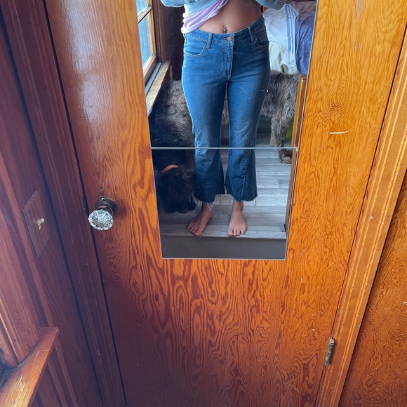 Anthro Pilcro High Rise Cropped Flare Raw Hem Jean - Picture 12 of 15